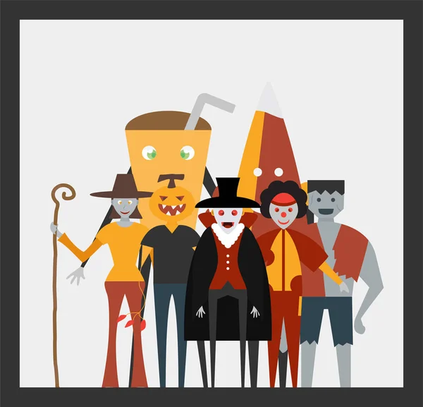 Scène Minimale Pour Jour Halloween Octobre Avec Des Monstres Qui — Image vectorielle