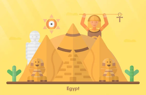 Egypte Points Repère Pour Voyager Avec Grand Sphinx Gizeh Grande — Image vectorielle