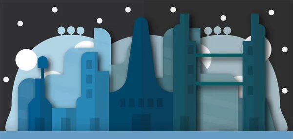 Diseño Emergente Edificios Urbanos Ciudad Futura Por Noche Ilustración Vectorial — Archivo Imágenes Vectoriales