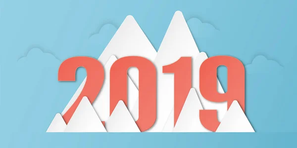 Happy New Year 2019 Dekorasi Dengan Latar Belakang Biru Vektor - Stok Vektor