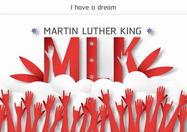 Thailand, Udonthani - January 16, 2019 : Happy Martin Luther King Jr. Day with paper cut and craft style. Vector illustration for background, banner, poster, advertising, invitation card and template.