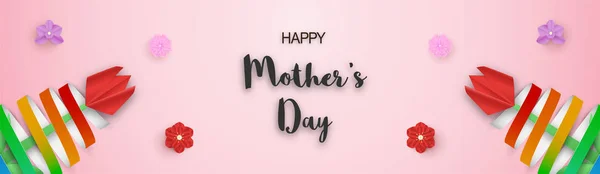 Template Design Happy Mother Day Vector Illustration Paper Cut Craft — Stock Vector