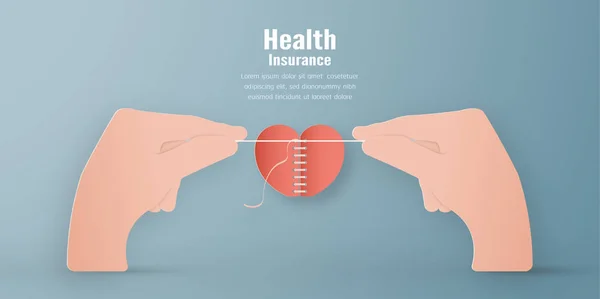 Ilustração vetorial no conceito de seguro de saúde. Modelo des — Vetor de Stock