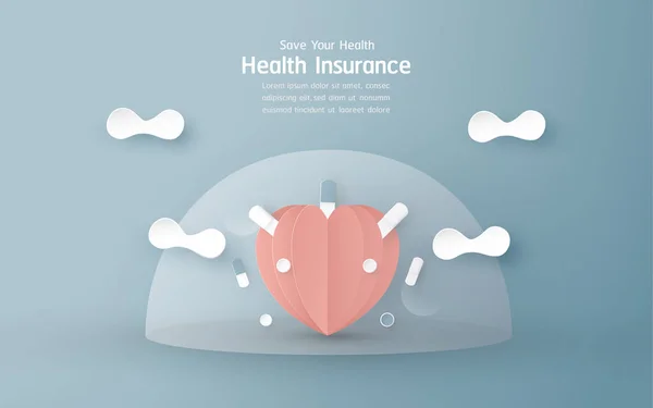Ilustración vectorial en concepto de seguro de salud. Plantilla des — Vector de stock