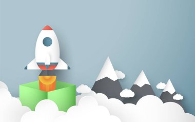 Kağıt kesim başlangıç konsepti ile vektör Illustration, zanaat bir