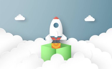 Kağıt kesim başlangıç konsepti ile vektör Illustration, zanaat bir