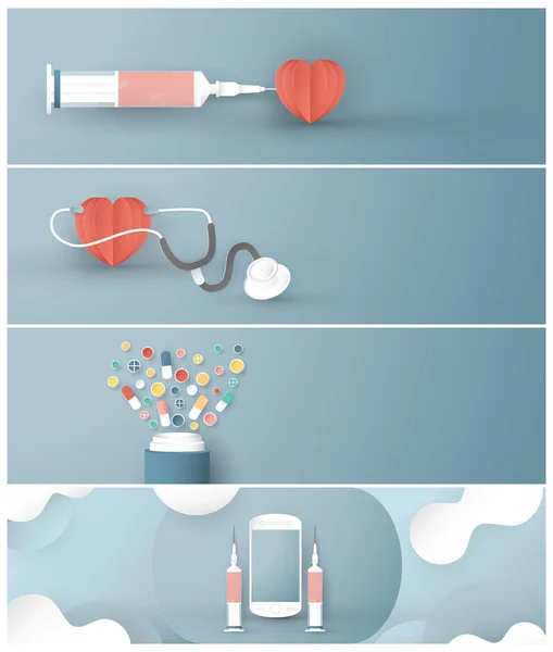 Ilustración vectorial en concepto de seguro de salud. Plantilla ele — Vector de stock