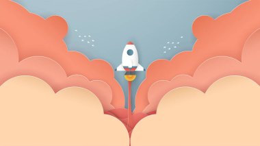 Kağıt kesim başlangıç konsepti ile vektör Illustration, zanaat bir