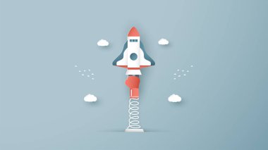 Kağıt kesim başlangıç konsepti ile vektör Illustration, zanaat bir