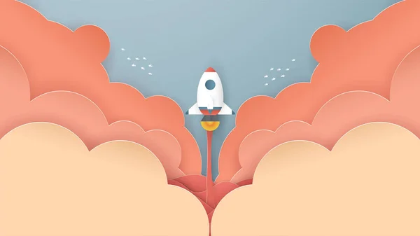 Kağıt kesim başlangıç konsepti ile vektör Illustration, zanaat bir