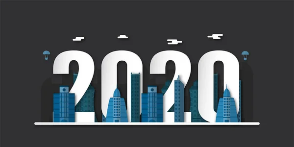 สุขสันต์วันปีใหม่ 2020 ปีหนู การออกแบบต้นแบบสําหรับหน้าปก — ภาพเวกเตอร์สต็อก