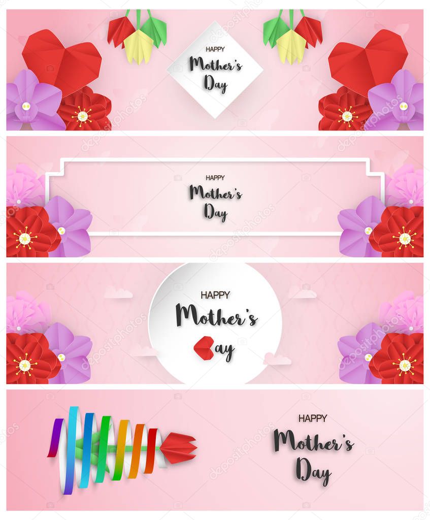 Bundle template design for happy mother's day. Vector illustrati