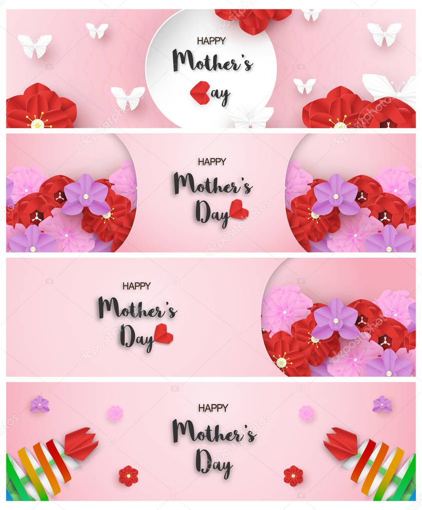 Bundle template design for happy mother's day. Vector illustrati