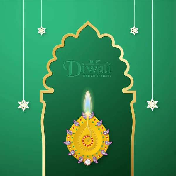 Diwali is festival of lights of Hindu for invitation background, — Stock Vector