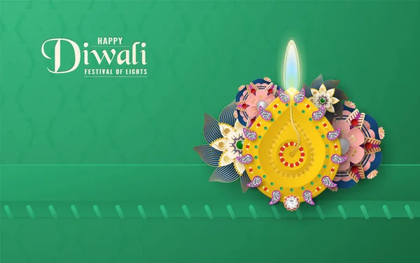 Diwali är Festival av ljus av hinduiska för inbjudan bakgrund, — Stock vektor
