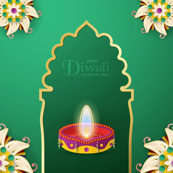 Diwali это фестиваль огней индуистского для приглашения фон , — стоковый вектор