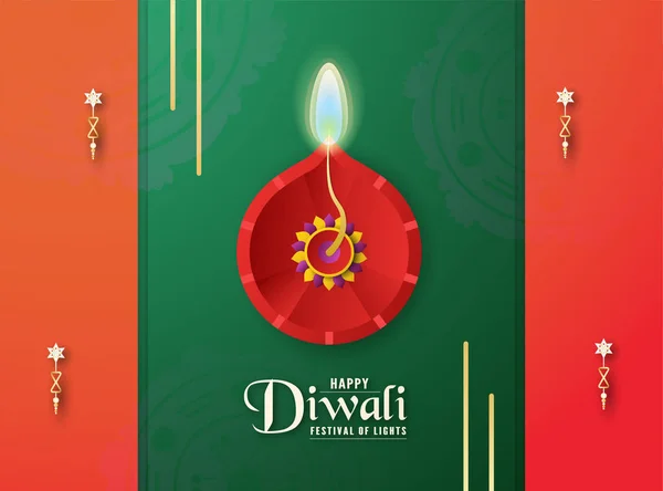 Diwali es festival de luces de hindú, indio para bac invitación — Vector de stock