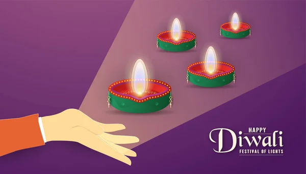 Diwali ist das Lichterfest des Hindu, indisch für Einladung bac — Stockvektor