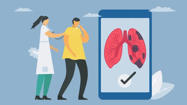 Nouvelle Technologie Pour Diagnostic Pulmonaire Sur Smartphone Bronchopneumopathie Chronique Obstructive — Image vectorielle