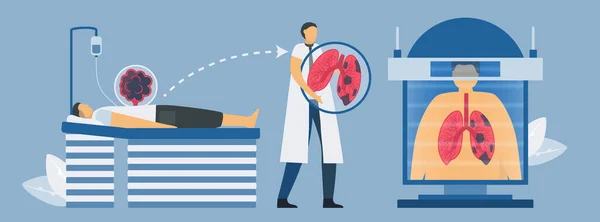 Letapogató Rendszerek Krónikus Obstruktív Tüdőbetegség Vizsgálatához Pulmonológiai Vektor Illusztráció — Stock Vector