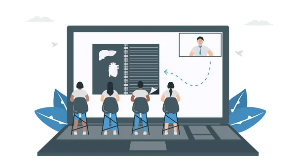 Les Étudiants Étudient Tout Maison Apprentissage Ligne Période Survenue Nouveau — Image vectorielle