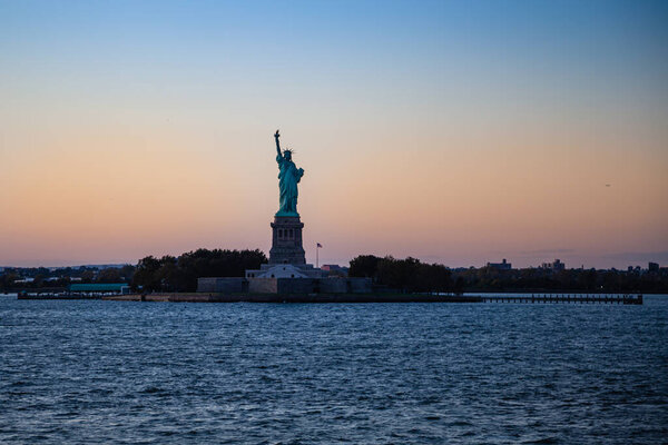 New york city statue of liberty skyline. Manhattan new york