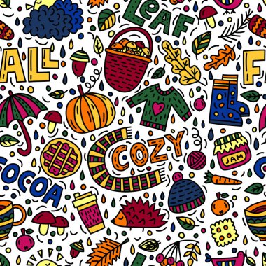 Sonbahar Orman sembolleri ile Seamless modeli