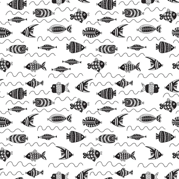 Varrat nélküli mintát aranyos hal — Stock Vector