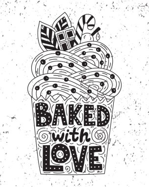 Aşk ile desteklenen. Çörek içinde yazı