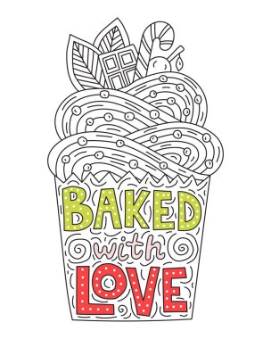 Aşk ile desteklenen. Çörek içinde yazı