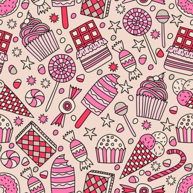 Şekerler doodle tarzı ile Seamless modeli