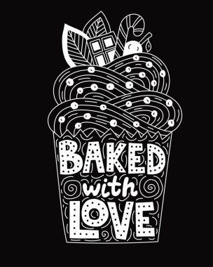 Aşk ile desteklenen. Çörek içinde yazı