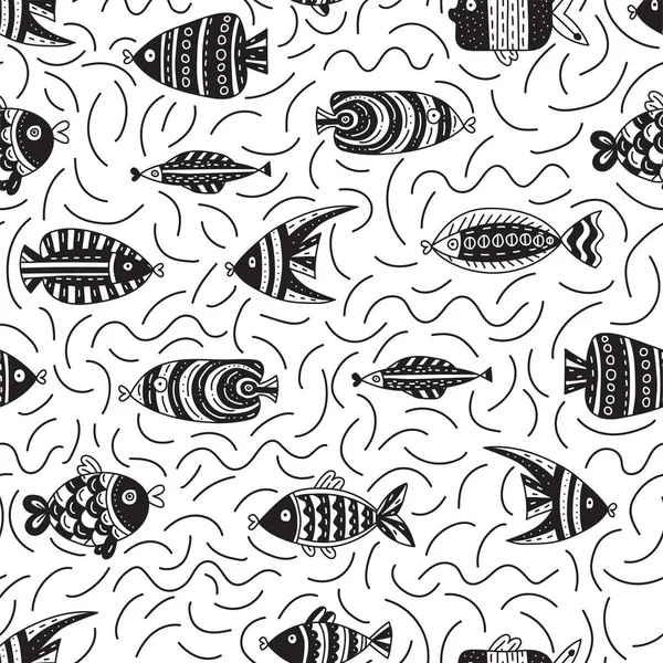 Seamless pattern with cute fishes — Stock Vector