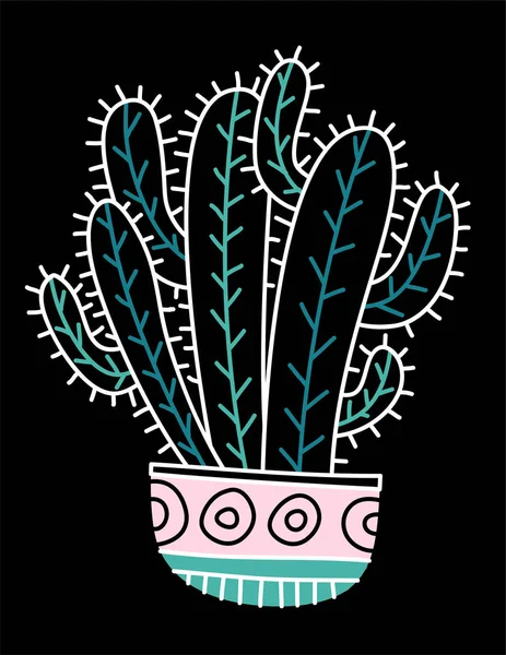 Postal con cactus garabatos — Archivo Imágenes Vectoriales