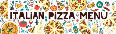 İtalyan Pizza menüsü. Illustration ile yazı
