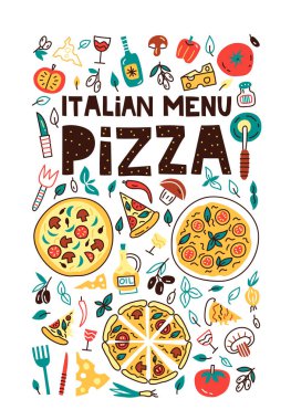 İtalyan Pizza menü illüstrasyon