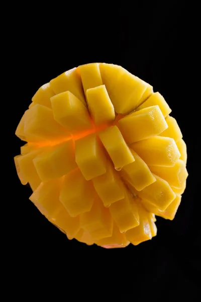 Natural Fresh Mope Mango Kuber Skivor Närbild Makro Skytte Den — Stockfoto