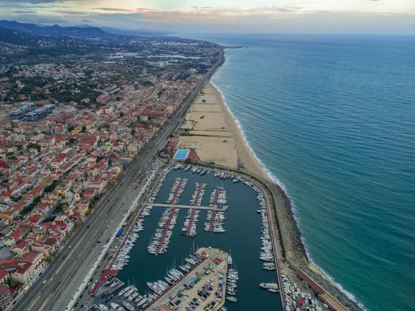 Аерофотознімки Морського Порту Яхт Клубу Монгат Заході Сонця Схід Від — стокове фото