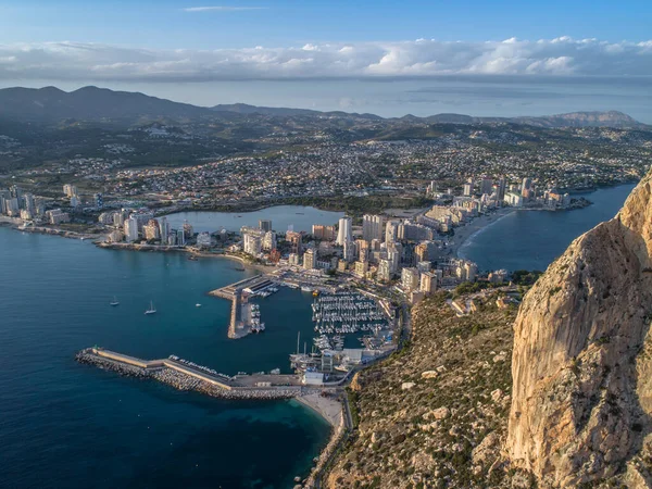 Aerial Photo Costal Town Peon Ifach Досить Літній Захід Сонця — стокове фото