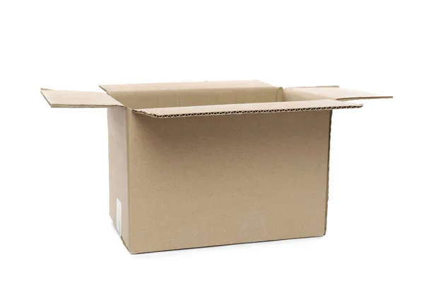 Cardboard Open Box Isolated White Background — Stock Photo, Image