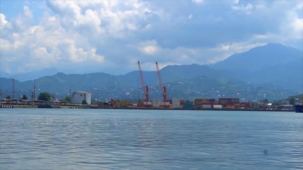 Overview of the port on the Black Sea — Stock Video