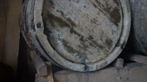 古老的酒桶矗立了几十年 — 图库视频影像