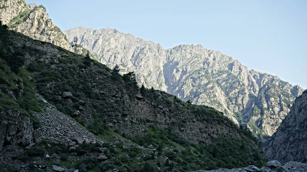 Dağ tepe aralığı manzara. Yeşil dağ manzarası. Dağ tepe mavi gökyüzü beyaz bulutlar panorama
