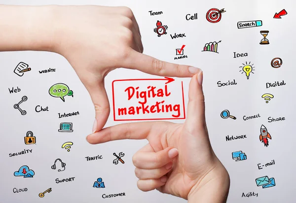 Plannen van marketing strategie. Technologie, internet, bedrijfsleven en — Stockfoto