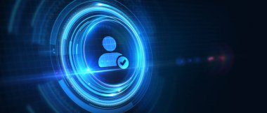 İş, Teknoloji, İnternet ve ağ konsepti. İnsan Kaynakları İK yönetimi personel alımı kafa arama konsepti 3D illüstrasyon.