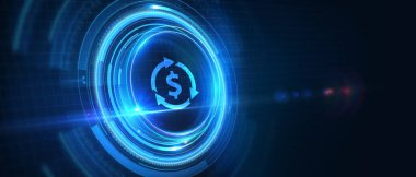 İş, teknoloji, internet ve ağ konsepti. Dolar Para Birimi İşletmeleri. 3D illüstrasyon.