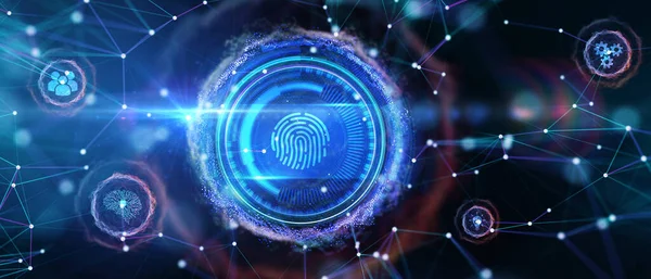 Fingerprint Scan Provides Security Business Technology Internet Networking Concept Illustration — Stock Photo, Image