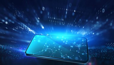 İş, Teknoloji, İnternet ve ağ konsepti. Akıllı telefonun maketleme resmi.