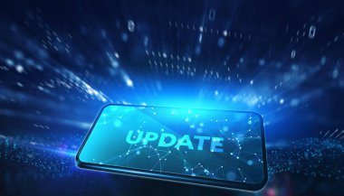 İş, Teknoloji, İnternet ve ağ konsepti. Yazılım bilgisayar programını güncelle. 