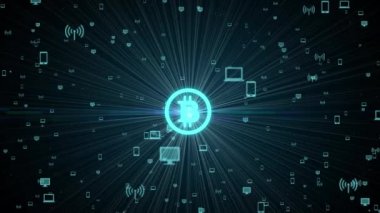 Şifreli para, Bitcoin internet sanal parası. Para Birimi Teknolojisi İş Dünyası İnternet Kavramı.